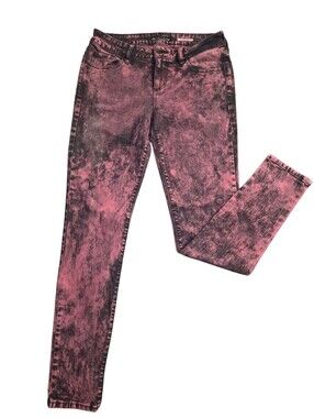 Burgandy Acid Washed Skinny Jeans BY lovesick Size 11